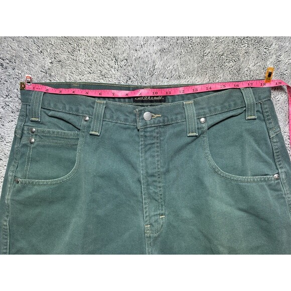 Vintage 90s Streetwear Mens 38 Faded Baggy Loose Denim Short Green Skater Grunge - Picture 5 of 14